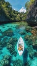 Boat on Turquoise Water in Tropical Cove Royalty Free Stock Photo