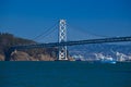 Boat under the oakland bridge, san francisco Royalty Free Stock Photo