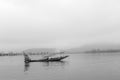 A boat using by people to travel from the other side of lake Royalty Free Stock Photo