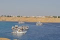 Boat with vacationers in the sea