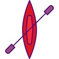 Boat vector icon, line canoe kayak illustration