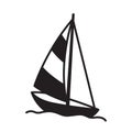 Boat vector icon logo sailboat yacht anchor helm lighthouse maritime Nautical tropical illustration Royalty Free Stock Photo