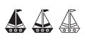 Boat vector ship icon logo pirate sailboat yacht cartoon anchor helm symbol nautical maritime illustration graphic doodle