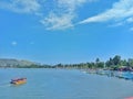 Boat View from the Red Bridge of Beach Logending Jawa Tengah Indonesia.