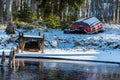 A boat waiting in snow for the spring Royalty Free Stock Photo