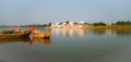 Boat on the river in pandharpur Royalty Free Stock Photo