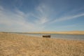 The boat in the water. Rowing boats in the reeds. Wooden boat on the lake on a summer day. Aral sea, Kazakhstan Royalty Free Stock Photo