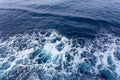 Boat Wave ocean trace on blue sea fresh water background