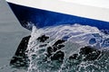 Boat Wave ocean trace on blue sea fresh water background