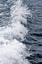 Boat Wave ocean trace on blue sea fresh water background