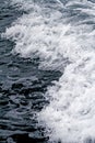 Boat Wave ocean trace on blue sea fresh water background