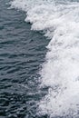 Boat Wave ocean trace on blue sea fresh water background