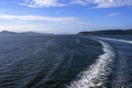 Boat wave trail from a ferry ride near Victoria BC