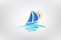 Boat Waves And Sun Logo Vector