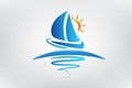 Boat Waves And Sun Logo Vector Royalty Free Stock Photo