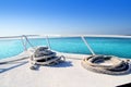 Boat white bow in tropical Caribbean sea