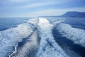 Boat white wake on the blue ocean sea Royalty Free Stock Photo