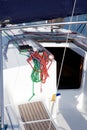 Boat winches and sailboat ropes detail