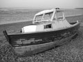 Boat wreck on the beach Royalty Free Stock Photo