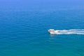 Boat or yacht in the Mediterranean. August 7, 2022 Beldibi, Antalya province, Turkey Royalty Free Stock Photo
