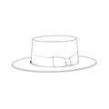 Boater hat outline drawing vector, boater hat in a sketch style,boater hat trainers template outline, vector Illustration Royalty Free Stock Photo