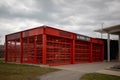 Boathouse by Chicago river at Ping Tom memorial park.