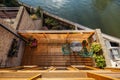 Top down view boathouse court garden Royalty Free Stock Photo