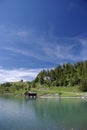 Boathouse on lake