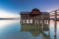 Boathouse at lake Ammersee at dawn