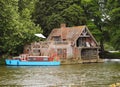 Boathouse and Moorings on the River Thames Royalty Free Stock Photo