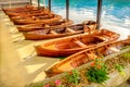 Boathouse rowing boats fishing parking Royalty Free Stock Photo