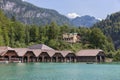 Boathouses and hotel at Konigssee near Berchtesgaden in German alps