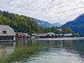 Boathouses at KÃÂ¶nigssee Royalty Free Stock Photo