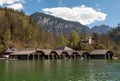 Boathouses in Schoenau at lake Koenigssee