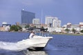 Boating in the back bay of the Atlantic City, New Jersey