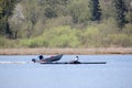 Coach and Woman Sculling in Burnaby Lake