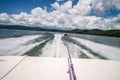 Boating and camping on lake jocassee in upstate south carolina Royalty Free Stock Photo