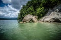 Boating and camping on lake jocassee in upstate south carolina Royalty Free Stock Photo