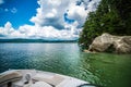 Boating and camping on lake jocassee in upstate south carolina Royalty Free Stock Photo