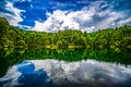 Boating and camping on lake jocassee in upstate south carolina Royalty Free Stock Photo