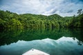 Boating and camping on lake jocassee in upstate south carolina Royalty Free Stock Photo