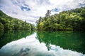 Boating and camping on lake jocassee in upstate south carolina Royalty Free Stock Photo