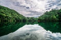 Boating and camping on lake jocassee in upstate south carolina Royalty Free Stock Photo