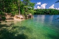 Boating and camping on lake jocassee in upstate south carolina Royalty Free Stock Photo