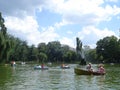 Boating on Cismigiu lake in Bucharest Royalty Free Stock Photo