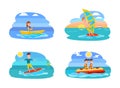 Boating Collection Summer Vector Illustration Royalty Free Stock Photo
