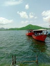 Boating at fatehsagar lake in  udaipur india Royalty Free Stock Photo