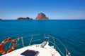 Boating in Ibiza with Es Vedra y Vedranell islands Royalty Free Stock Photo