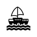 Black solid icon for Boating, sailing and nautical