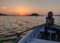 Boating in Indian Lake during Sunset Royalty Free Stock Photo